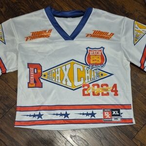 White and Blue Crop Top